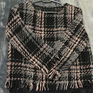 Zara Black and Pink Plaid Sweater